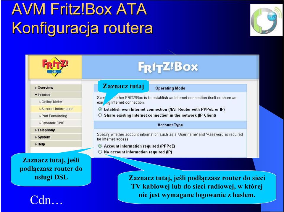 router do usługi DSL Cdn, jeśli podłączasz router