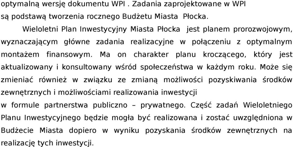 Ma on charakter planu kroczącego, który jest aktualizowany i konsultowany wśród społeczeństwa w każdym roku.