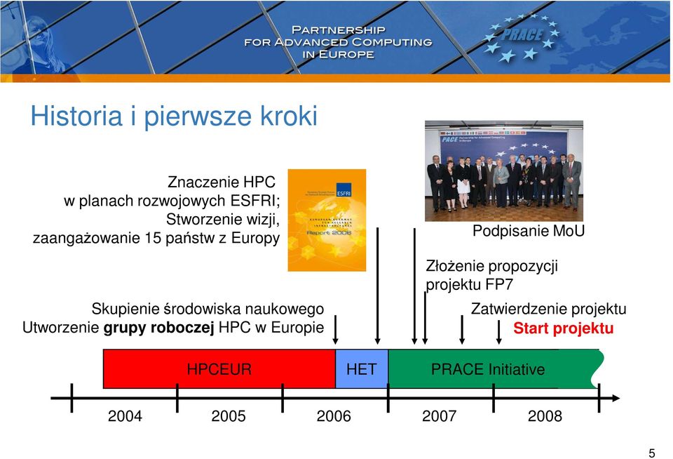 grupy roboczej HPC w Europie HPCEUR HET Podpisanie MoU ZłoŜenie propozycji