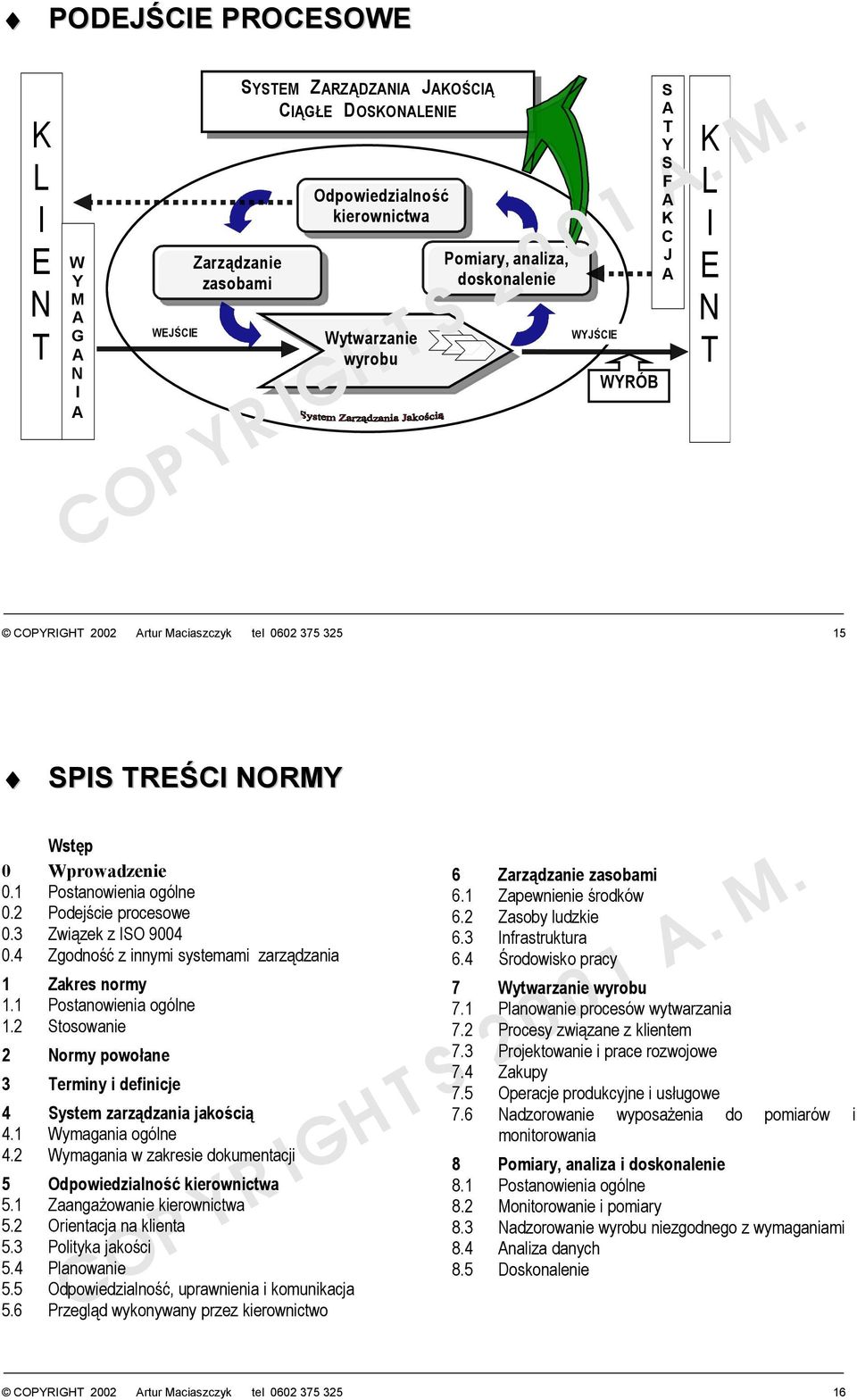 3 Związek z ISO 9004 0.4 Zgodność z innymi systemami zarządzania 1 Zakres normy 1.1 Postanowienia ogólne 1.2 Stosowanie 2 Normy powołane 3 Terminy i definicje 4 System zarządzania jakością 4.