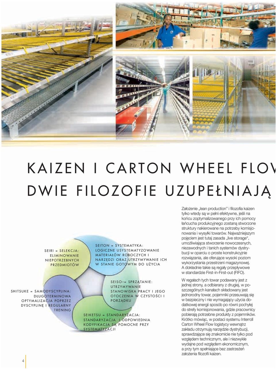 OTOCZENIA W CZYSTOŚCI I PORZĄDKU SEIKETSU = STANDARYZACJA: STANDARYZACJA I ODPOWIEDNIA KODYFIKACJA SĄ POMOCNE PRZY SYSTEMATYZACJI Założenie lean production i filozofia kaizen tylko wtedy są w pełni