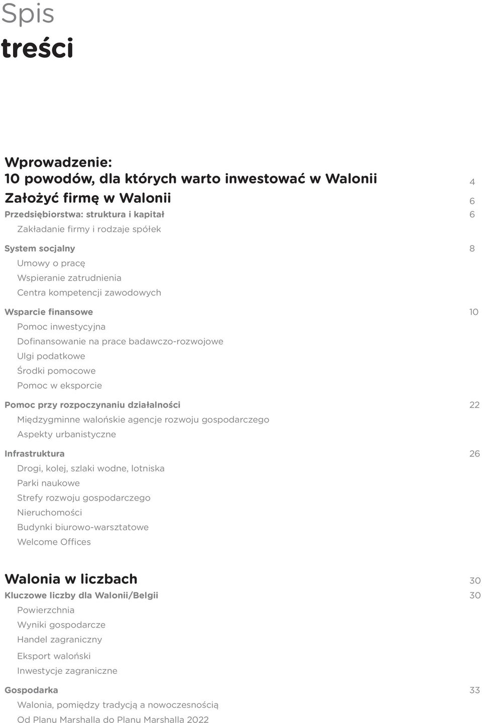 eksporcie Pomoc przy rozpoczynaniu działalności 22 Międzygminne walońskie agencje rozwoju gospodarczego Aspekty urbanistyczne Infrastruktura 26 Drogi, kolej, szlaki wodne, lotniska Parki naukowe