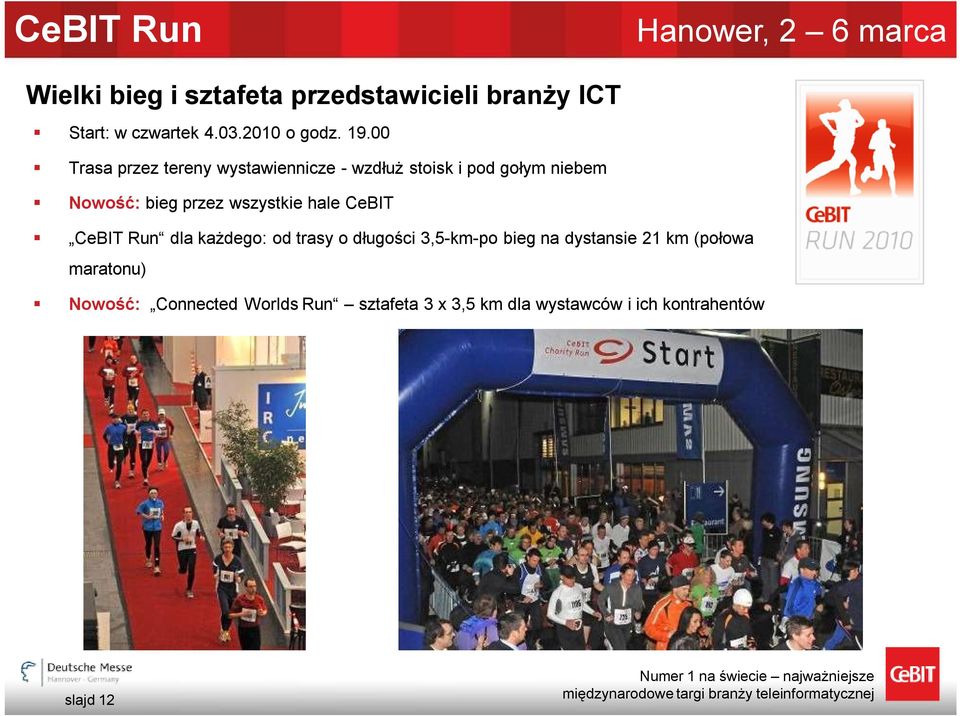 wszystkie hale CeBIT CeBIT Run dla każdego: od trasy o długości 3,5-km-po bieg na dystansie 21 km