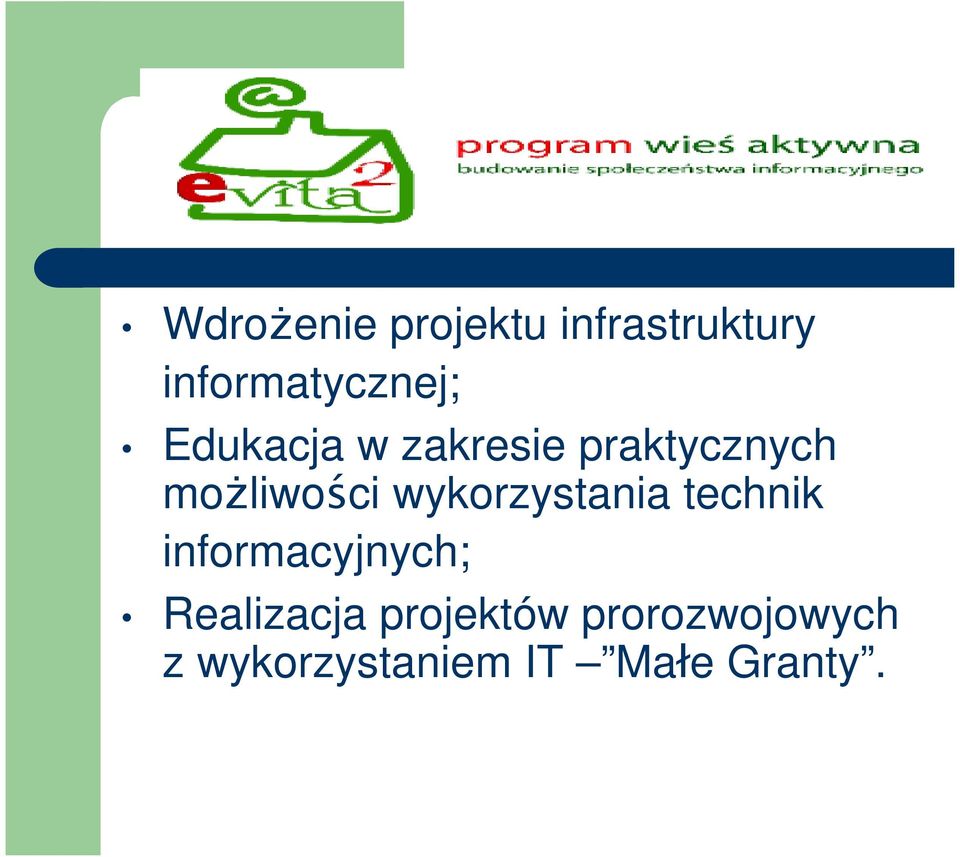 wykorzystania technik informacyjnych; Realizacja