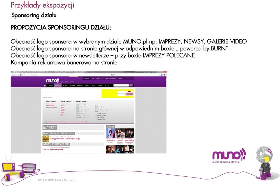 pl np: IMPREZY, NEWSY, GALERIE VIDEO Obecność logo sponsora na stronie głównej w