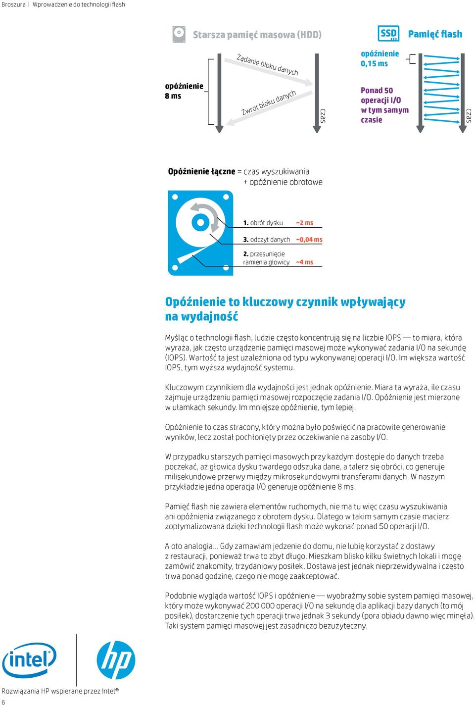 przesunięcie ramienia głowicy ~4 ms Opóźnienie to kluczowy czynnik wpływający na wydajność Myśląc o technologii flash, ludzie często koncentrują się na liczbie IOPS to miara, która wyraża, jak często