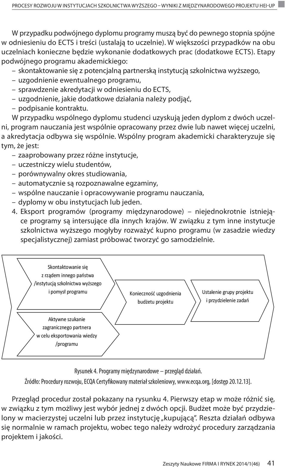 etapy podwójnego programu akademickiego: skontaktowanie się z potencjalną partnerską instytucją szkolnictwa wyższego, uzgodnienie ewentualnego programu, sprawdzenie akredytacji w odniesieniu do ects,