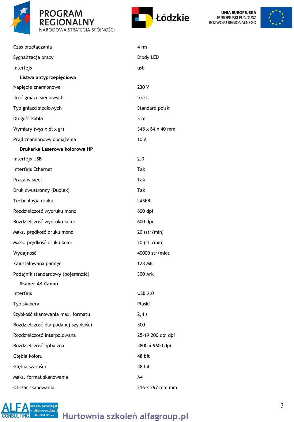 0 Interfejs Ethernet Praca w sieci Druk dwustronny (Duplex) Technologia druku Rozdzielczość wydruku mono Rozdzielczość wydruku kolor Maks. prędkość druku mono Maks.