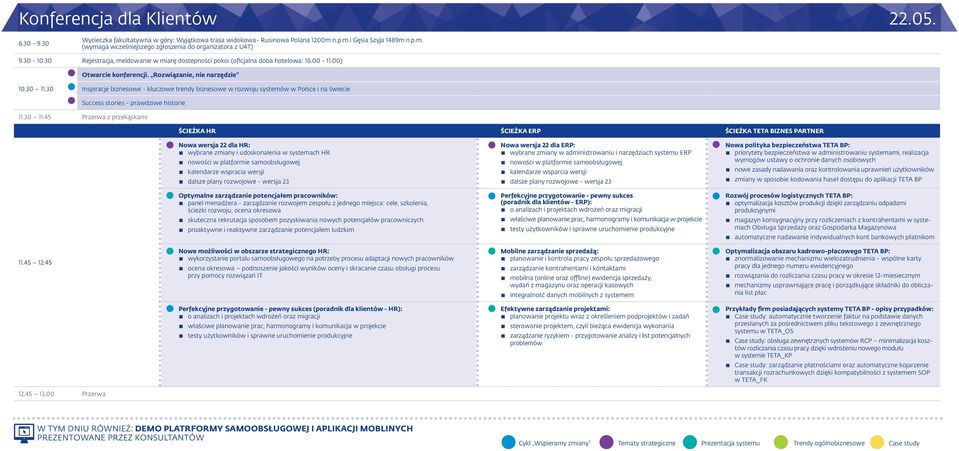 30 Inspiracje biznesowe - kluczowe trendy biznesowe w rozwoju systemów w Polsce i na świecie Success stories - prawdziwe historie 11.30 11.