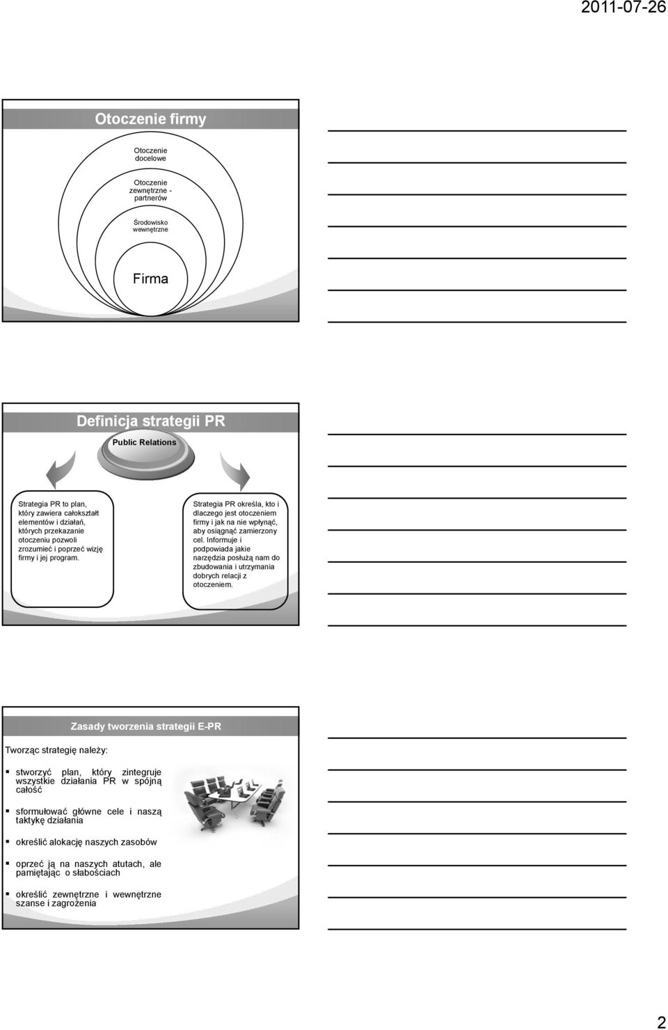 Strategia PR określa, kto i dlaczego jest otoczeniem firmy i jak na nie wpłynąć, aby osiągnąć zamierzony cel.