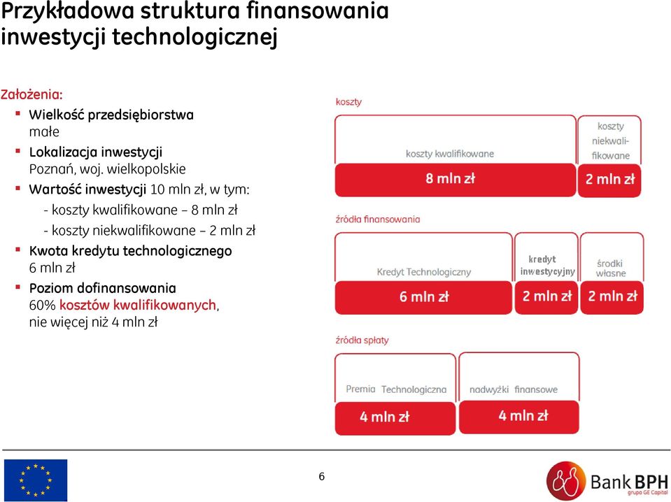 wielkopolskie Wartość inwestycji 10 mln zł, w tym: - koszty kwalifikowane 8 mln zł - koszty