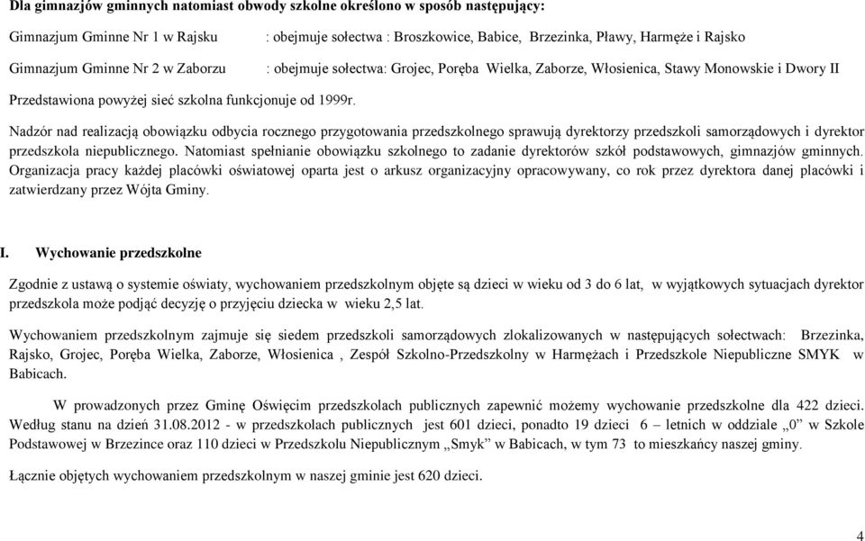 Nadzór nad realizacją obowiązku odbycia rocznego przygotowania przedszkolnego sprawują dyrektorzy przedszkoli samorządowych i dyrektor przedszkola niepublicznego.