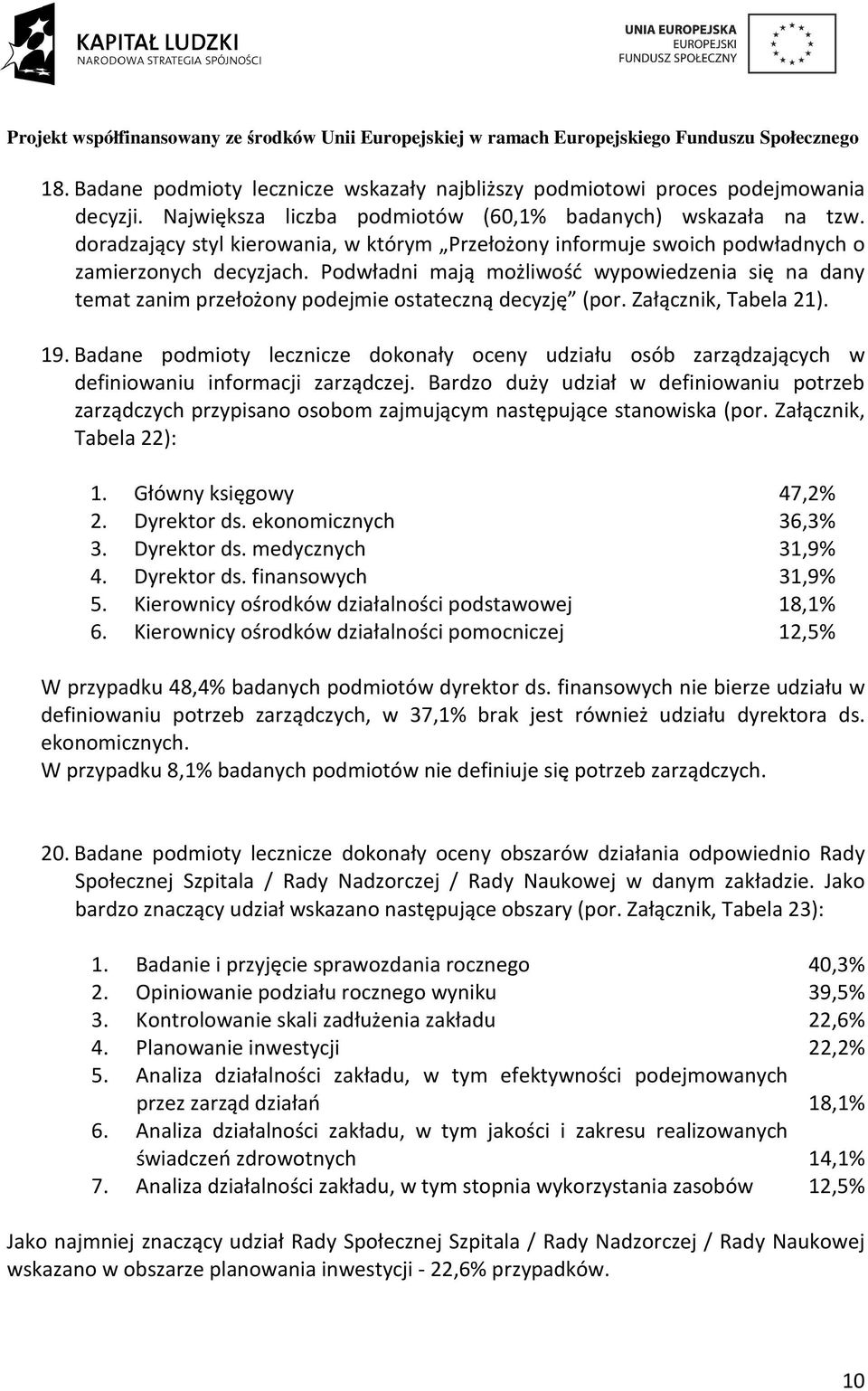 Podwładni mają możliwość wypowiedzenia się na dany temat zanim przełożony podejmie ostateczną decyzję (por. Załącznik, Tabela 21). 19.