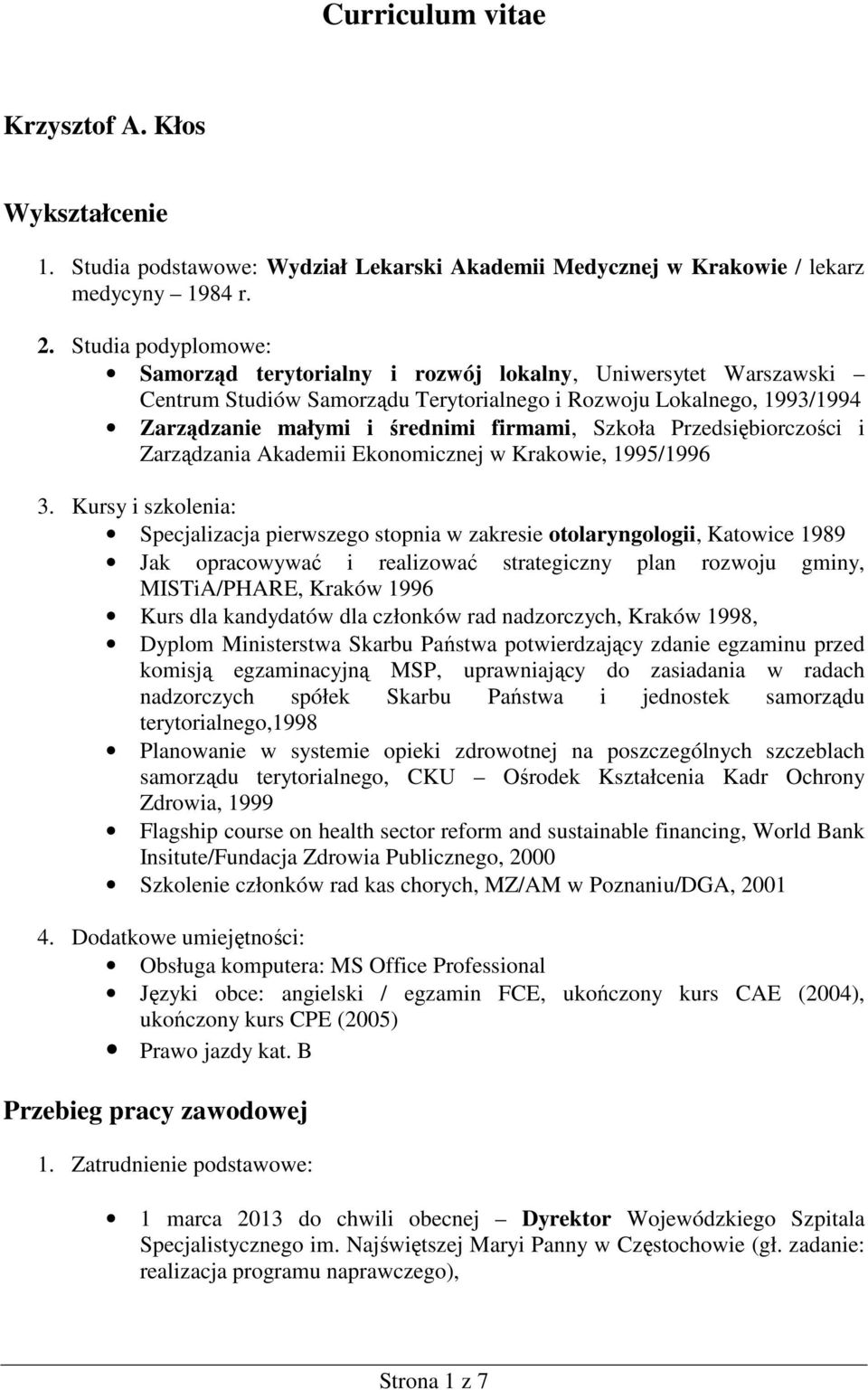 Szkoła Przedsiębiorczości i Zarządzania Akademii Ekonomicznej w Krakowie, 1995/1996 3.