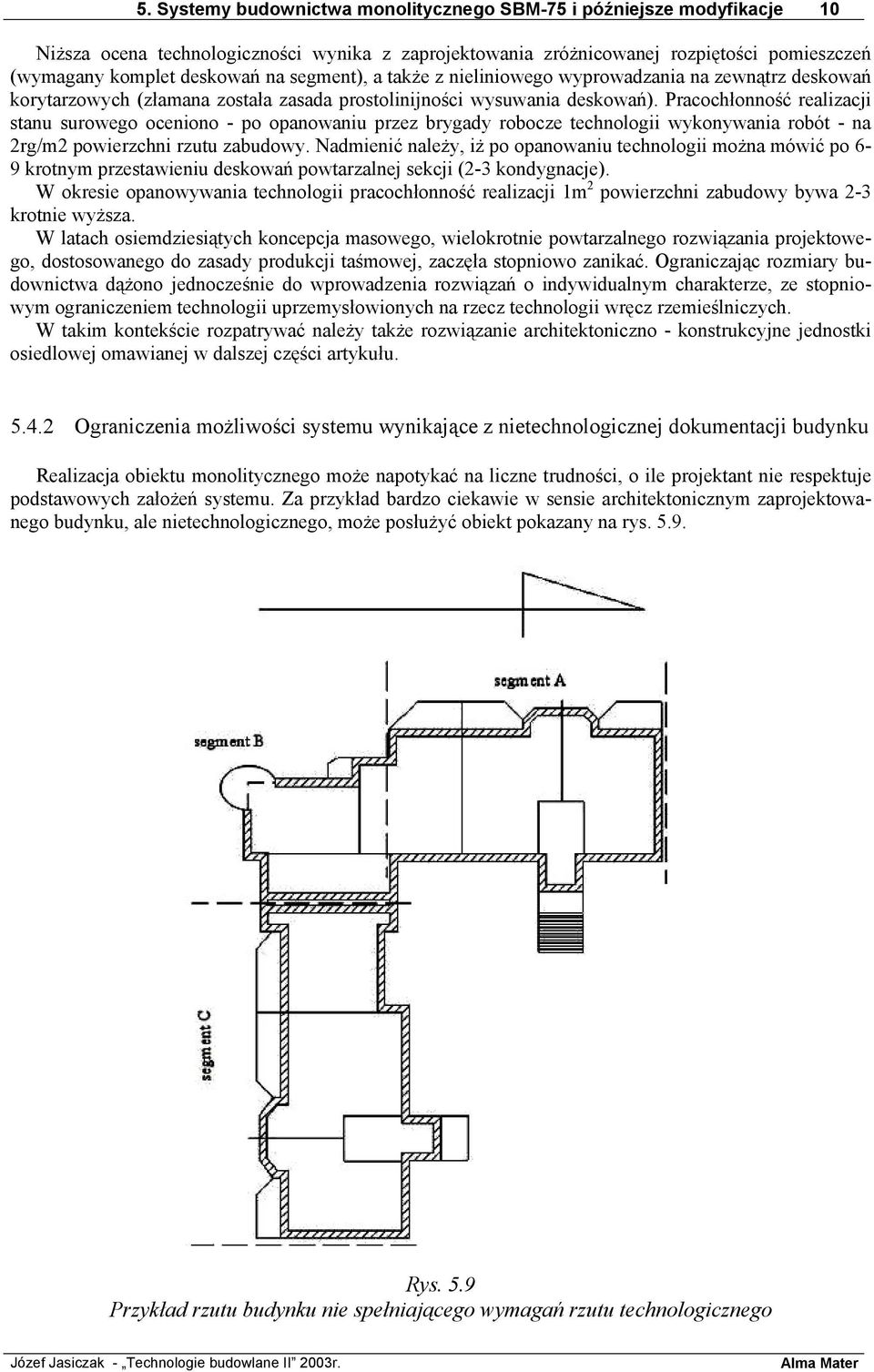 Pracochłonność realizacji stanu surowego oceniono - po opanowaniu przez brygady robocze technologii wykonywania robót - na 2rg/m2 powierzchni rzutu zabudowy.