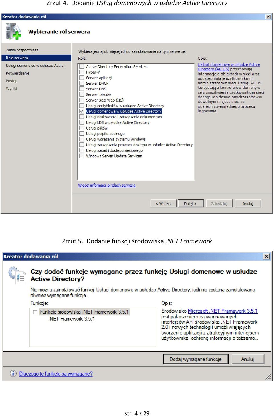 usłudze Active Directory Zrzut