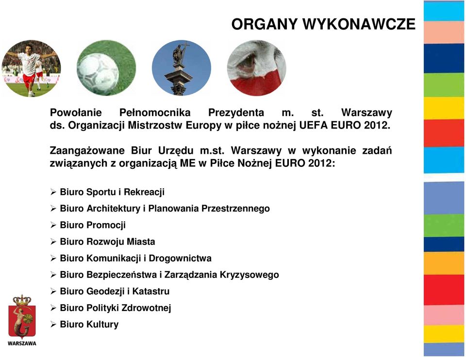 zostw Europy w piłce nożnej UEFA EURO 2012. Zaangażowane Biur Urzędu m.st. Warszawy w wykonanie zadań związanych z