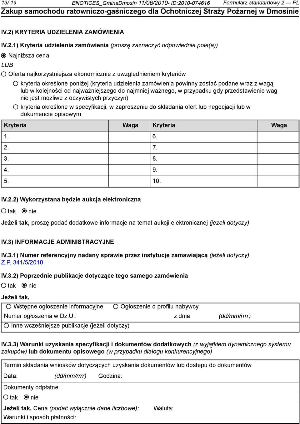 10-074616 Formularz standardowy 2 