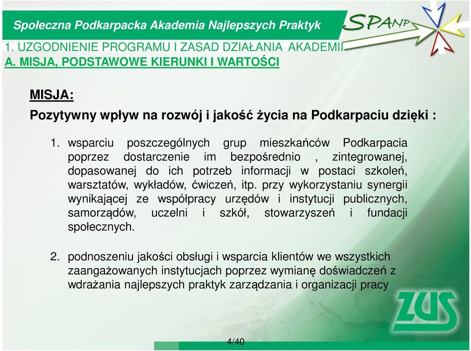 warsztatów, wykładów, ćwiczeń, itp.