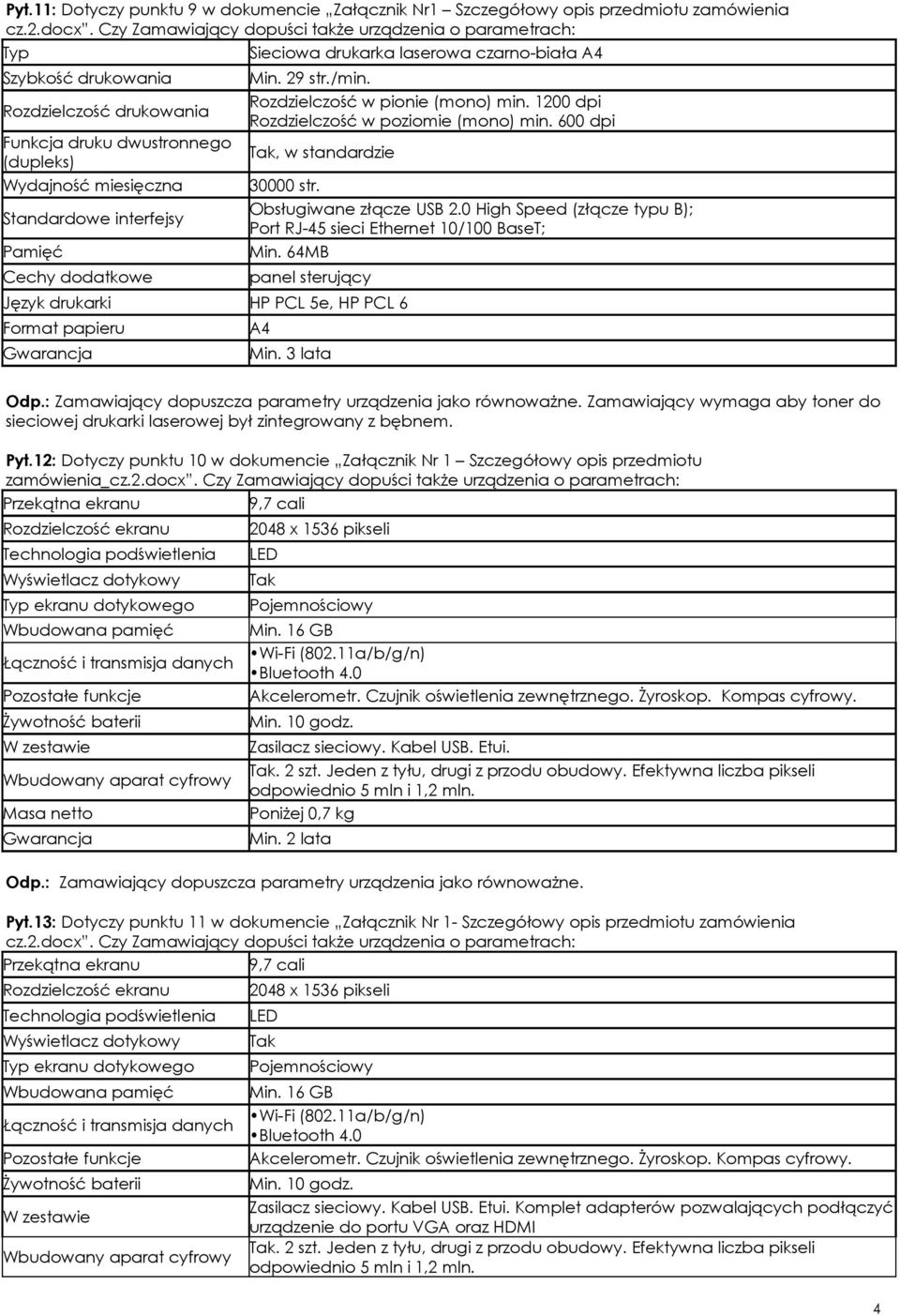 miesięczna Standardowe interfejsy Pamięć Cechy dodatkowe Min. 29 str./min. Rozdzielczość w pionie (mono) min. 1200 dpi Rozdzielczość w poziomie (mono) min. 600 dpi Tak, w standardzie 30000 str.