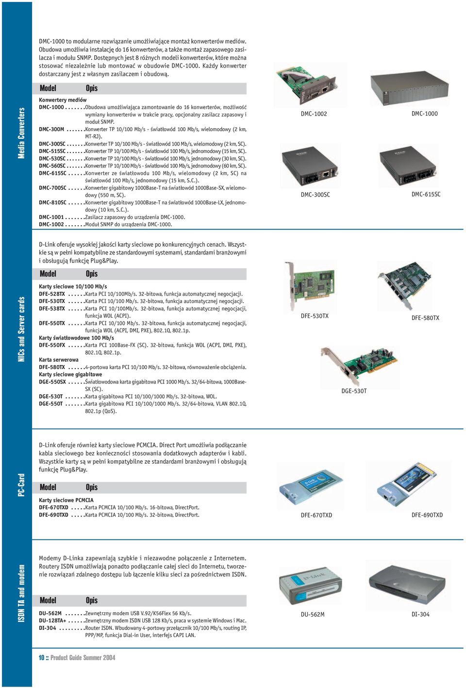 NICs and Server cards Media Converters Konwertery mediów DMC-1000.