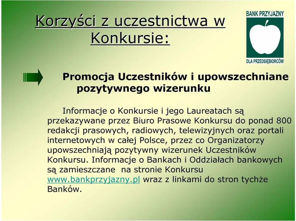 portali internetowych w całej Polsce, przez co Organizatorzy upowszechniają pozytywny wizerunek Uczestników Konkursu.
