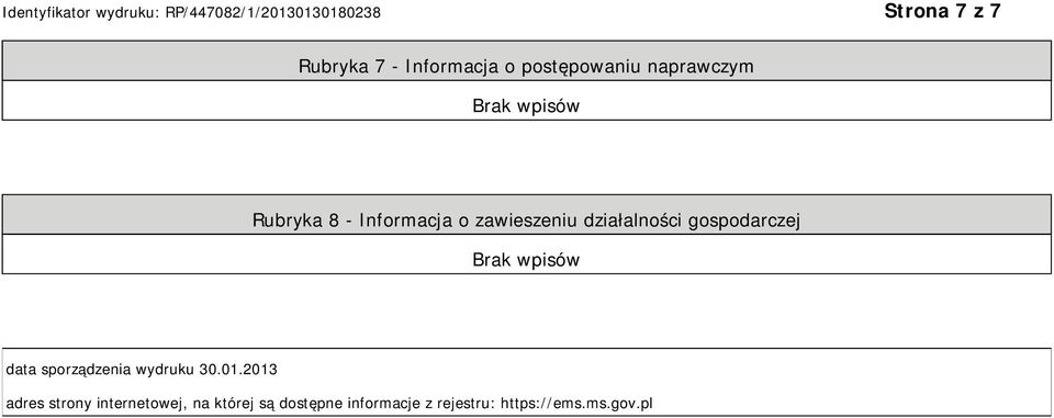 data sporządzenia wydruku 30.01.