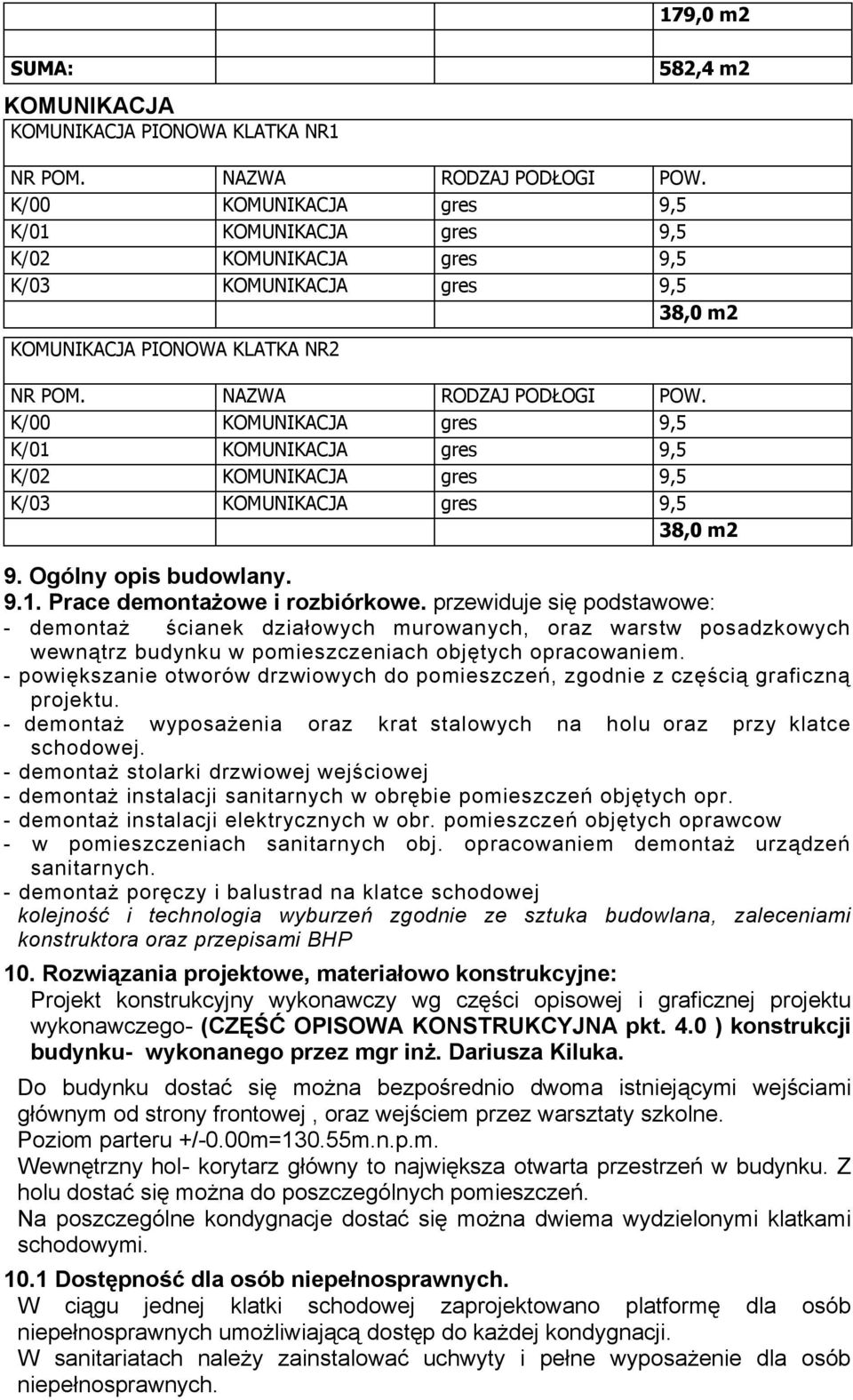 K/00 NAZWA POMIESZCZENIA KOMUNIKACJA K/01 PIONOWA KOMUNIKACJA K/02 PIONOWA KOMUNIKACJA K/03 PIONOWA KOMUNIKACJA PIONOWA RODZAJ PODŁOGI POW.