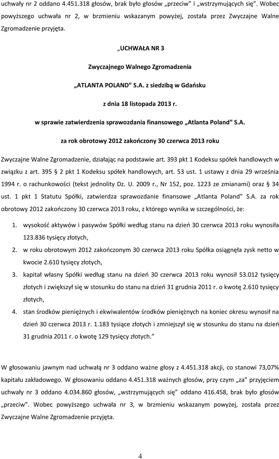 393 pkt 1 Kodeksu spółek handlowych w związku z art. 395 2 pkt 1 Kodeksu spółek handlowych, art. 53 ust. 1 ustawy z dnia 29 września 1994 r. o rachunkowości (tekst jednolity Dz. U. 2009 r.