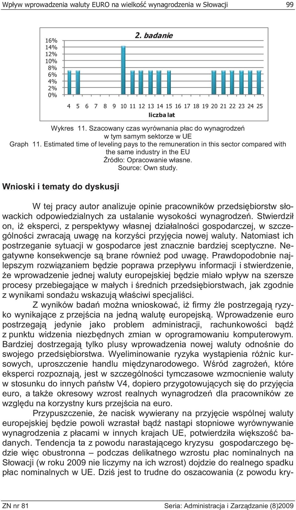 Estimated time of leveling pays to the remuneration in this sector compared with the same industry in the EU Wnioski i tematy do dyskusji W tej pracy autor analizuje opinie pracowników przedsi