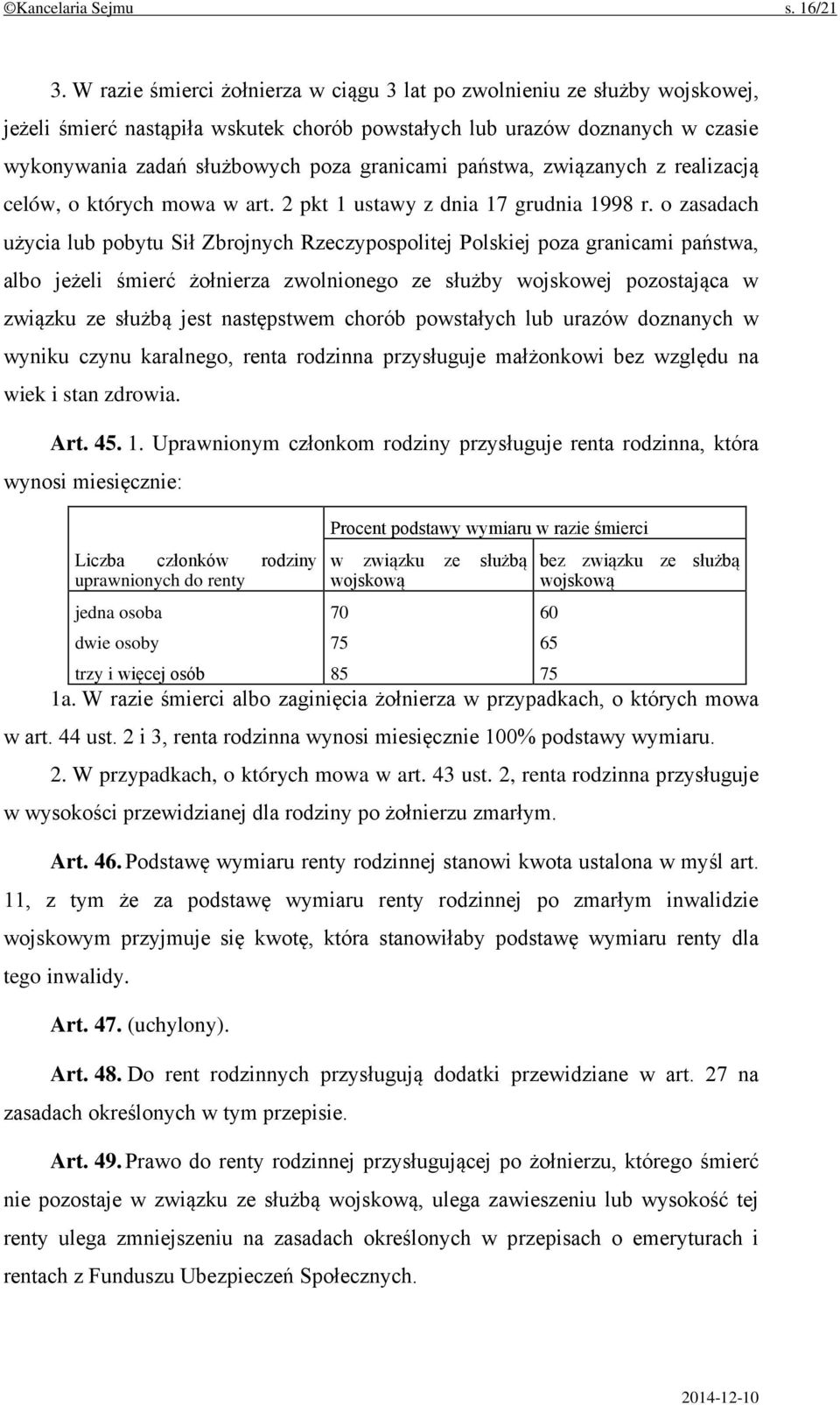 państwa, związanych z realizacją celów, o których mowa w art. 2 pkt 1 ustawy z dnia 17 grudnia 1998 r.