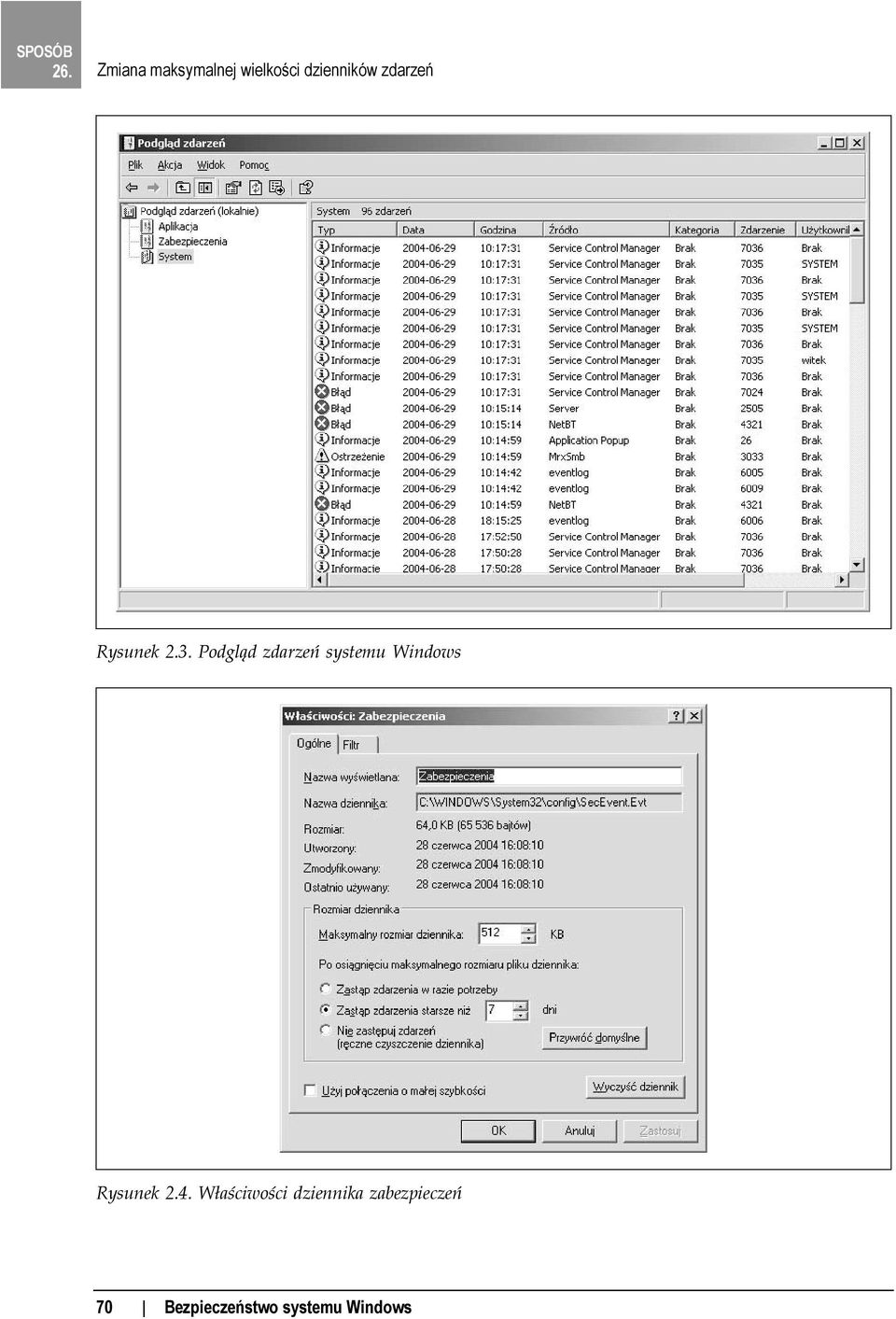 Podgląd zdarzeń systemu Windows Rysunek 2.4.