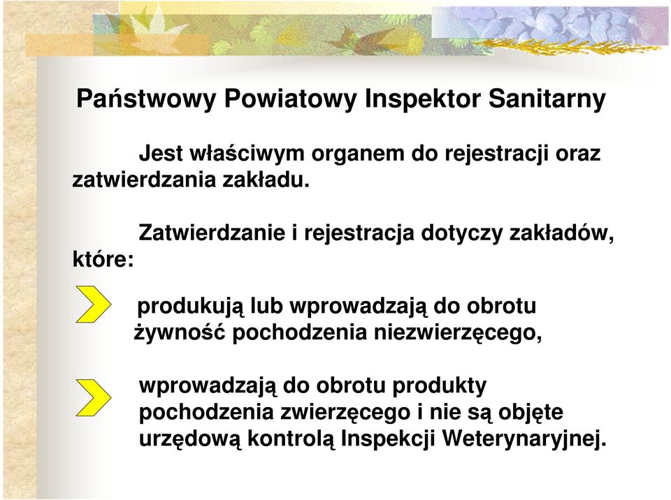 które: Zatwierdzanie i rejestracja dotyczy zakładów, produkują lub wprowadzają do