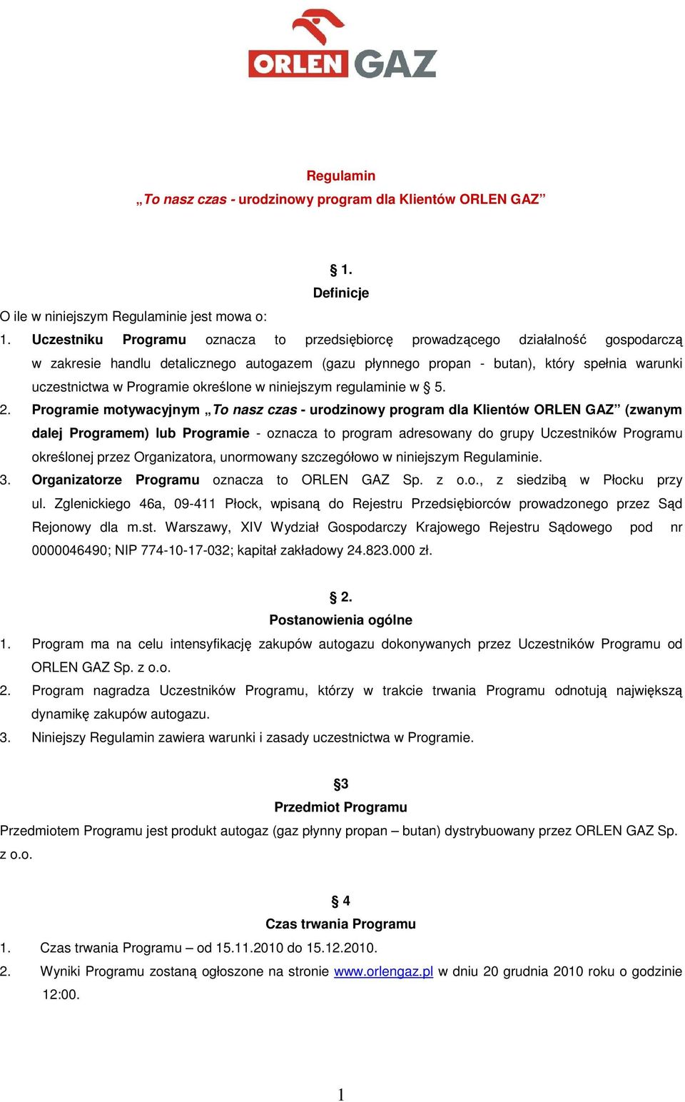 Programie określone w niniejszym regulaminie w 5. 2.