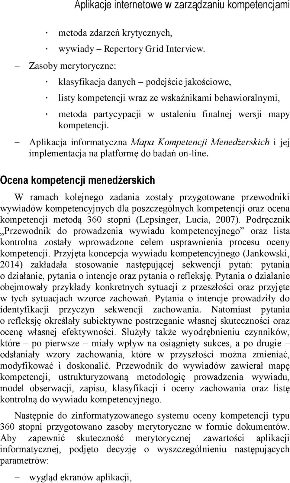 Aplikacja informatyczna Mapa Kompetencji Menedżerskich i jej implementacja na platformę do badań on-line.