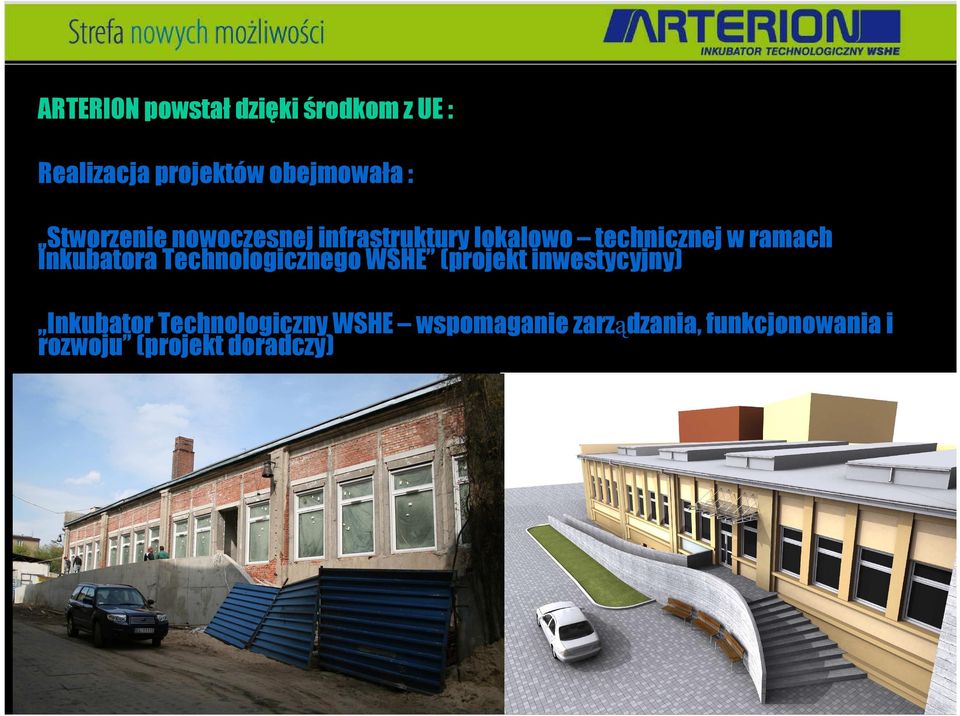 Inkubatora Technologicznego WSHE (projekt inwestycyjny) Inkubator