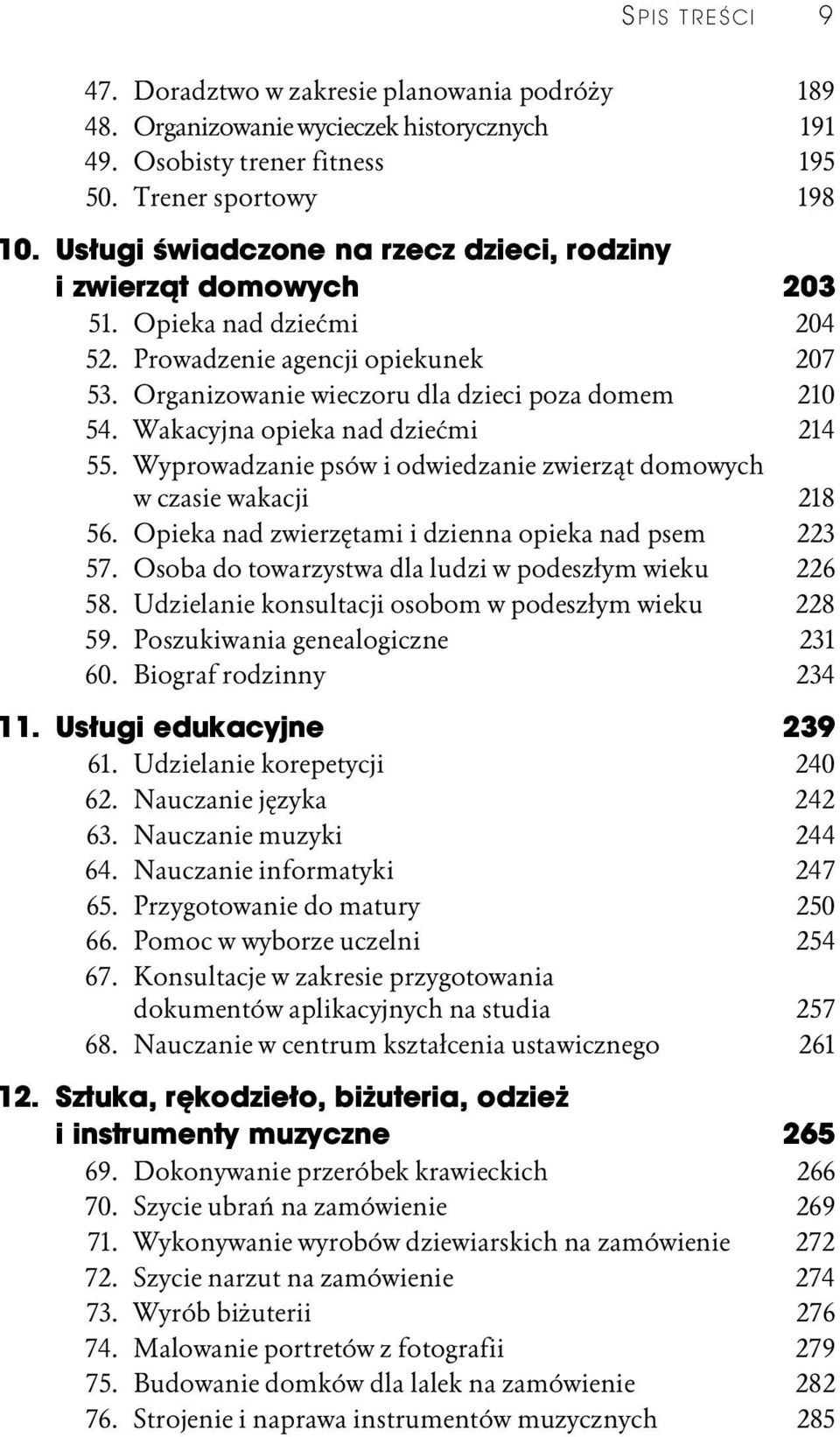 Wakacyjna opieka nad dziećmi 214 55. Wyprowadzanie psów i odwiedzanie zwierząt domowych w czasie wakacji 218 56. Opieka nad zwierzętami i dzienna opieka nad psem 223 57.