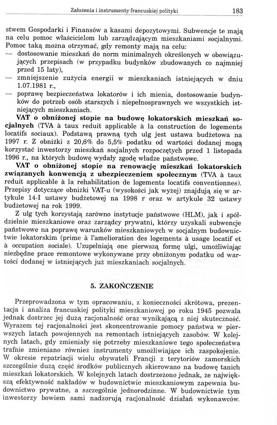 zmniejszenie zużycia energii w mieszkaniach istniejących w dniu 1.07.1981 r.