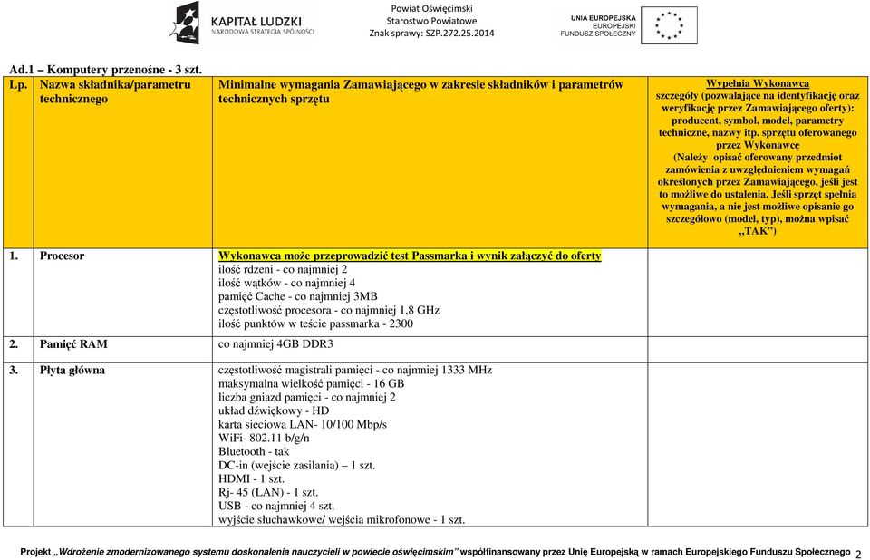 weryfikację przez Zamawiającego oferty): producent, symbol, model, parametry techniczne, nazwy itp.