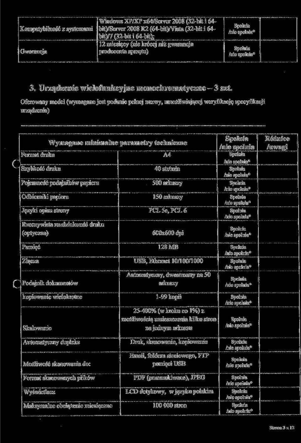 dpi Pamięć Złącza ) Podajnik dokumentów kopiowanie wielokrotne Skalowanie Automatyczny dupleks Możliwość skanowania do: Format skanowanych plików Wyświetlacz Maksymalne obciążenie miesięczne 128 MB