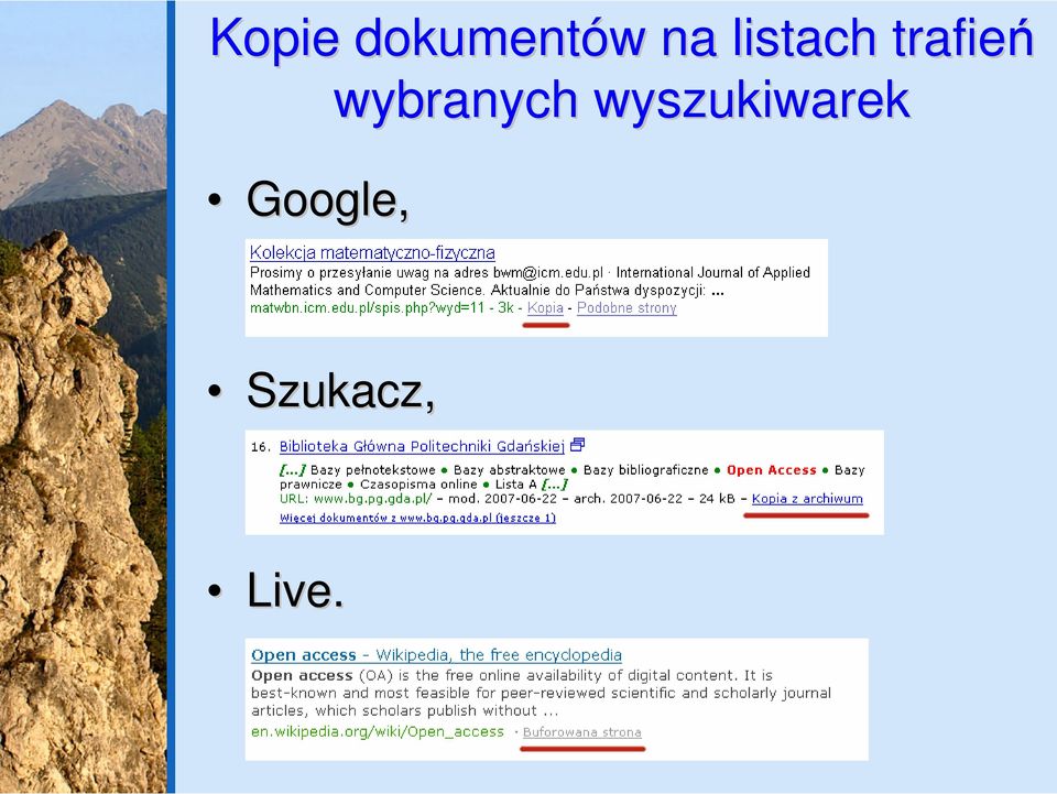 Google, wybranych