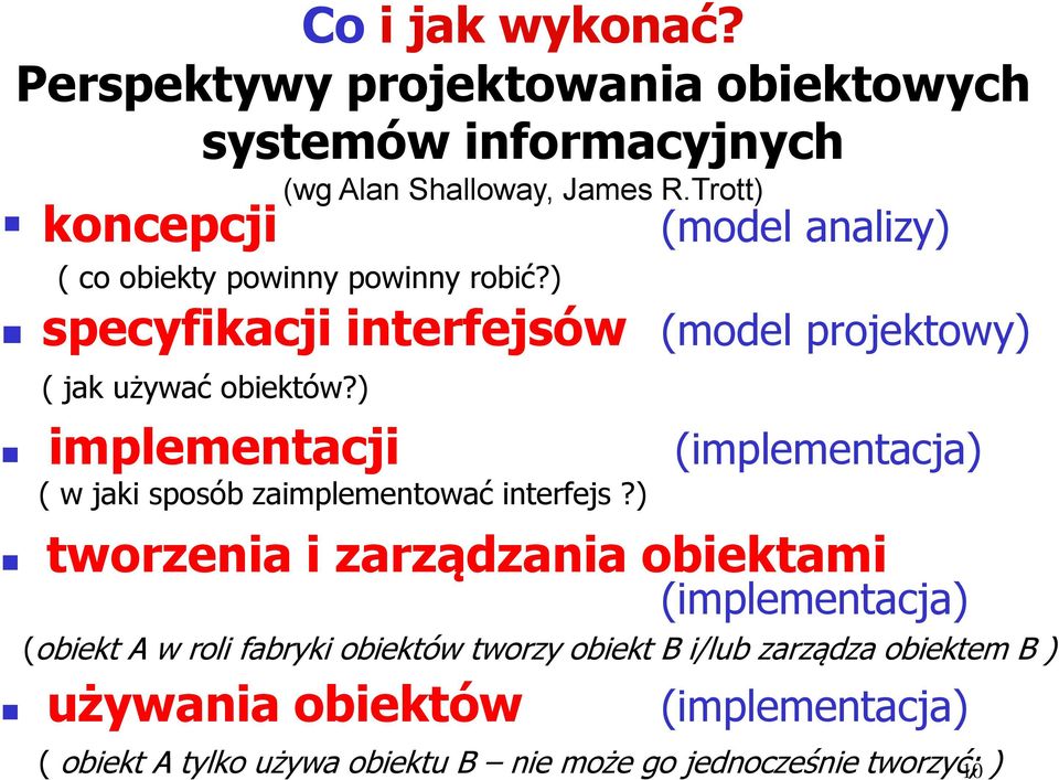 ) implementacji ( w jaki sposób zaimplementować interfejs?