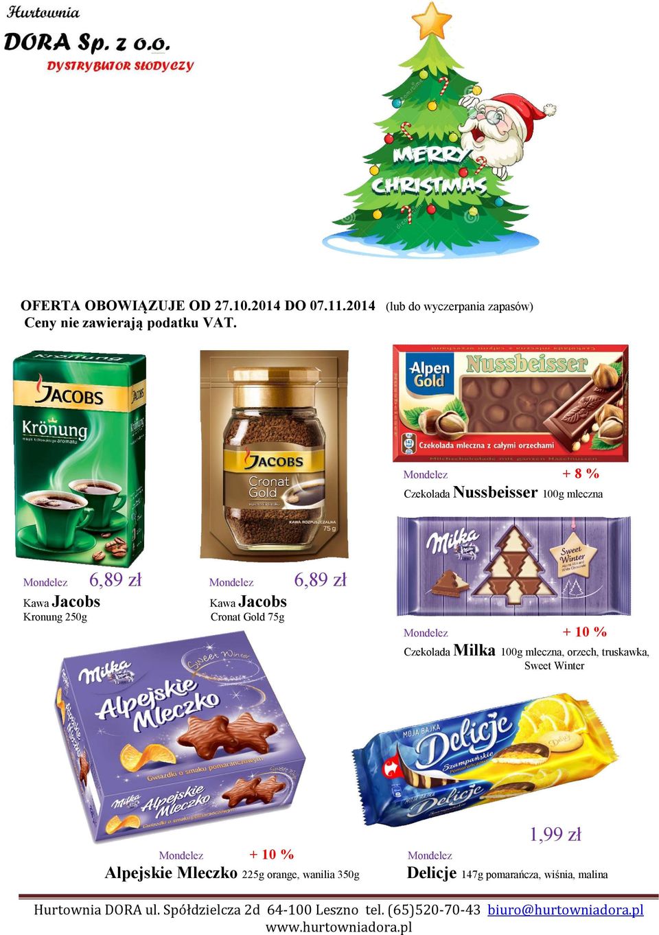 Kawa Jacobs Cronat Gold 75g Mondelez + 10 % Czekolada Milka 100g mleczna, orzech, truskawka, Sweet Winter