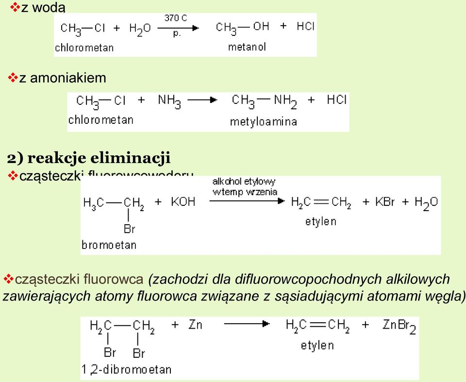 (zachodzi dla difluorowcopochodnych alkilowych