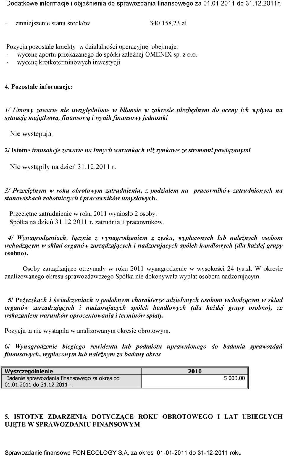 2/ Istotne transakcje zawarte na innych warunkach niż rynkowe ze stronami powiązanymi Nie wystąpiły na dzień 31.12.2011 r.