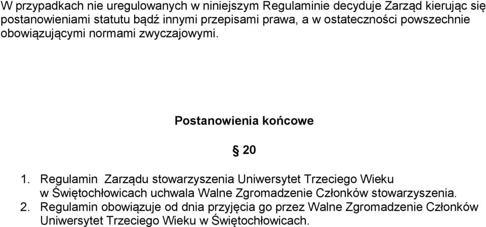 Postanowienia końcowe 20 1.