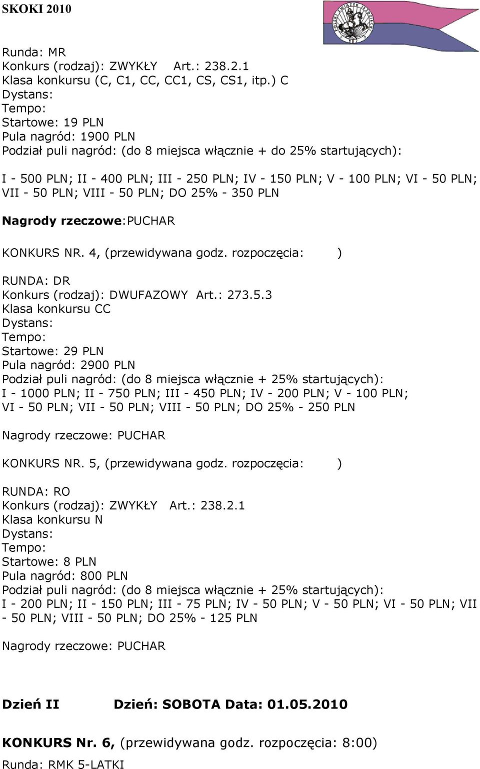 KONKURS NR. 4, (przewidywana godz. rozpoczęcia: ) RUNDA: DR Konkurs (rodzaj): DWUFAZOWY Art.: 273.5.