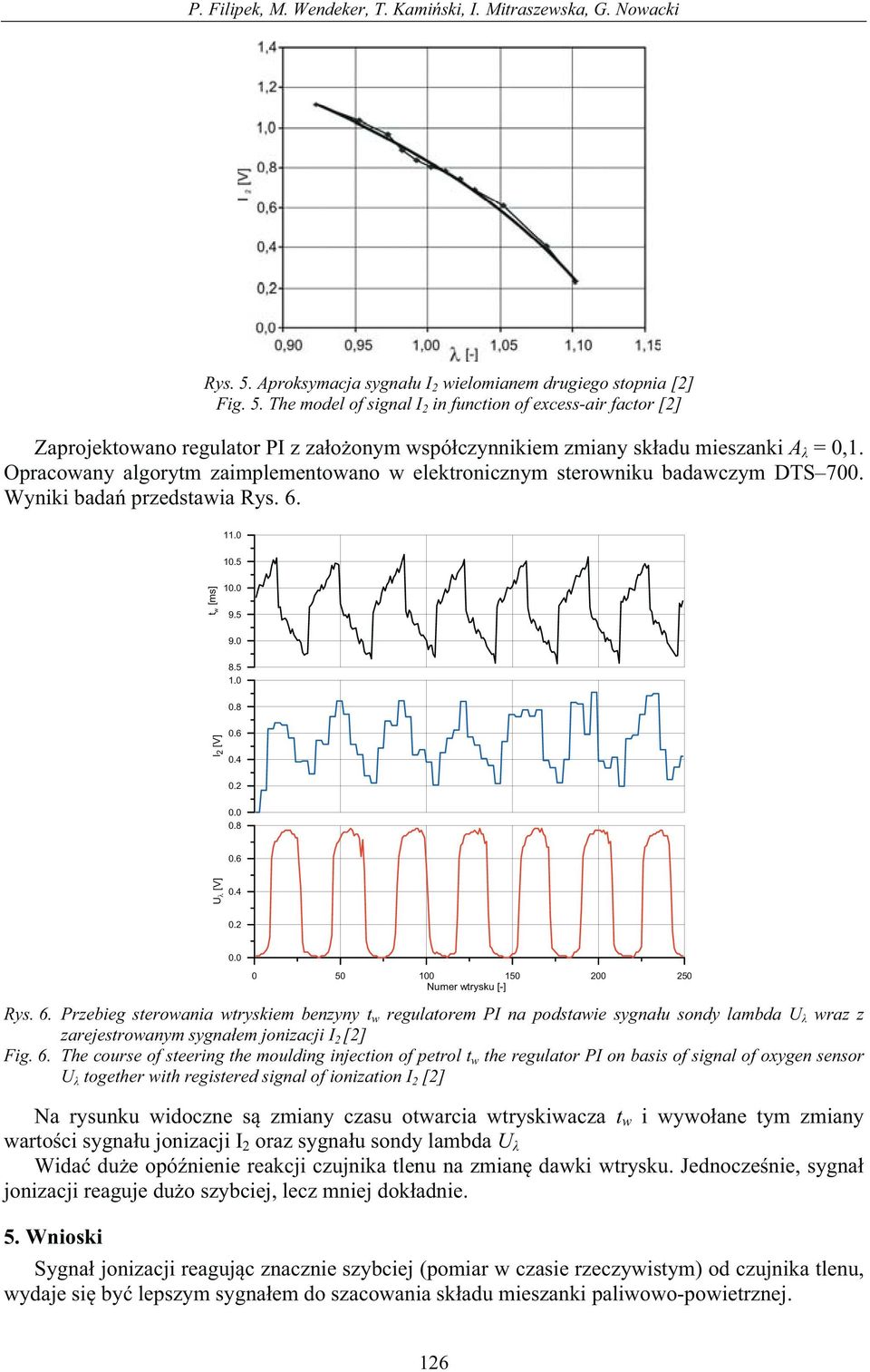 The model of signal I 2 in function of excess-air factor [2] Zaprojektowano regulator PI z za o onym wspó czynnikiem zmiany sk adu mieszanki A = 0,1.