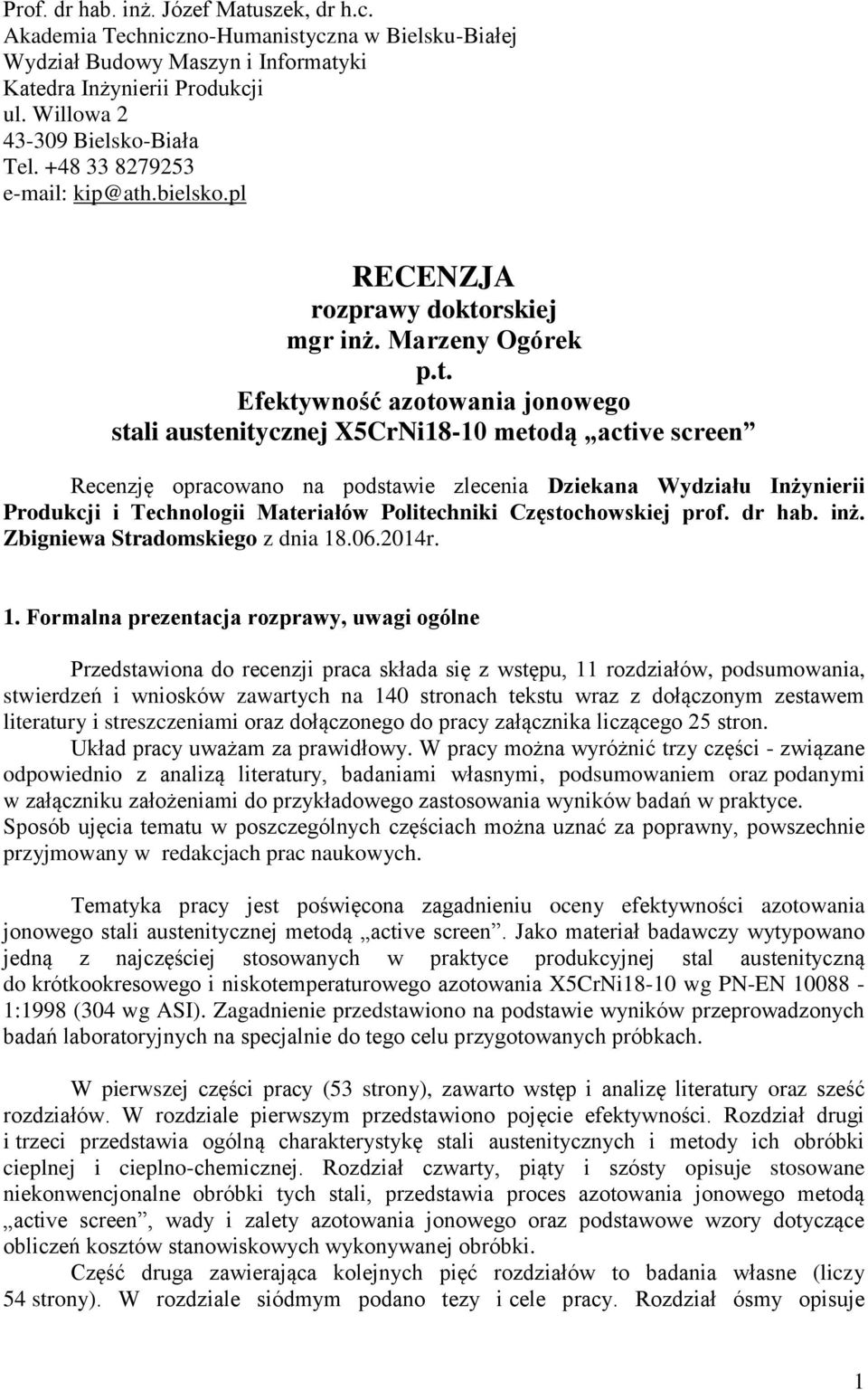 .bielsko.pl RECENZJA rozprawy dokto