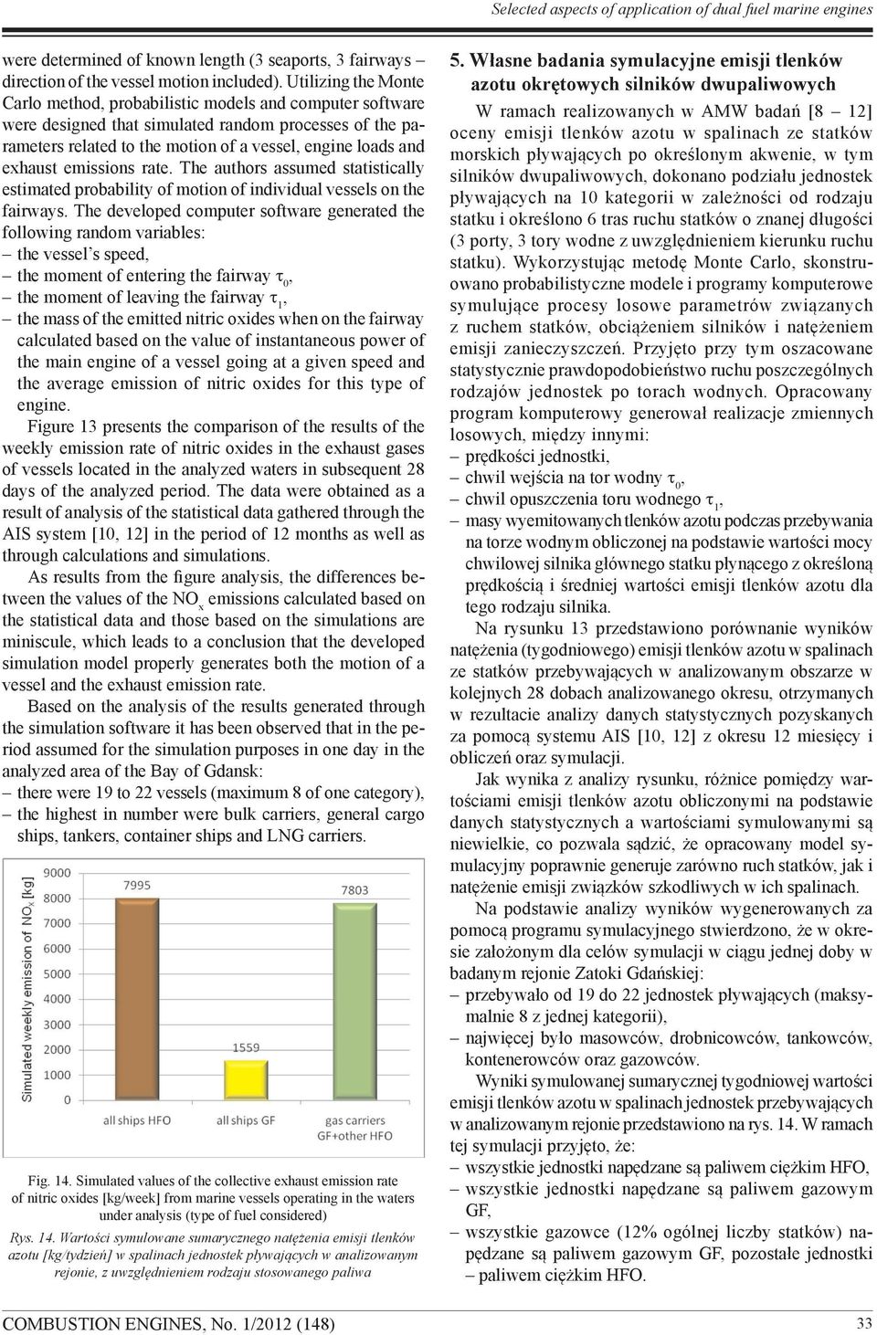 exhaust emissions rate. The authors assumed statistically estimated probability of motion of individual vessels on the fairways.